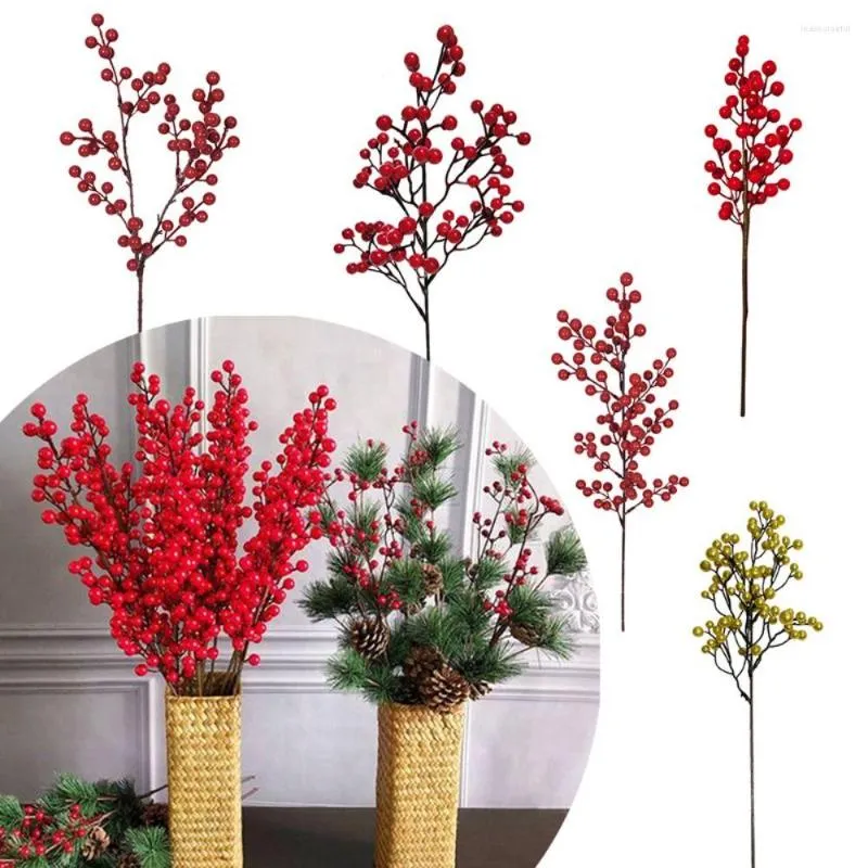 装飾的な花の小道具ホームデコレーションウェディング飾りクリスマスツリーレッドベリーブランチディーリースクリスマスベリー人工植物