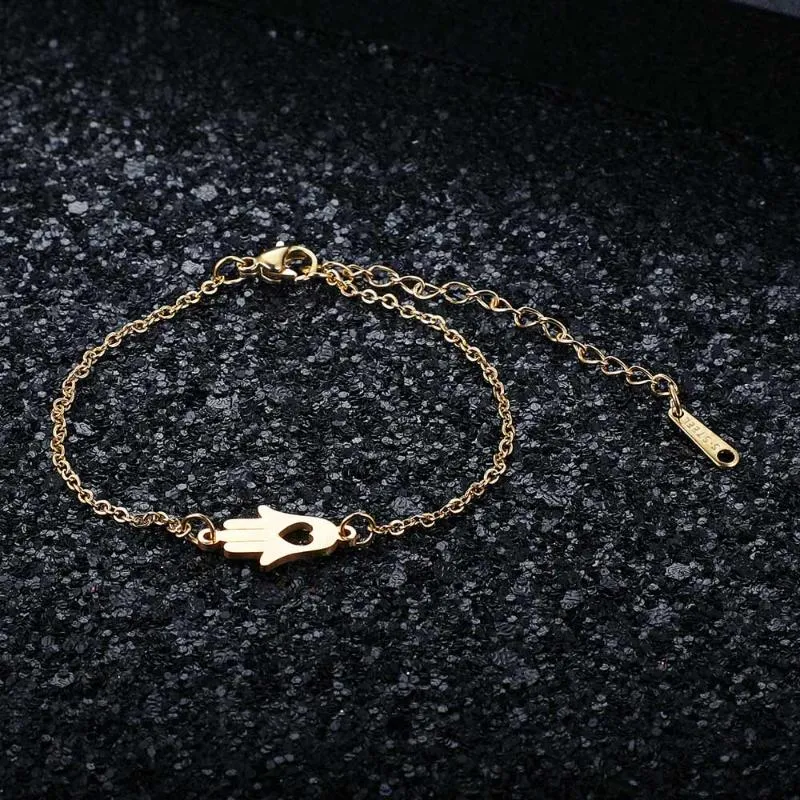 Link Armbänder Kette Qualität Edelstahl Hamsa Hand Charm Armband Für Frauen Weibliche Nie Anlaufen Schmuck Fabelhaftes ArmbandLink