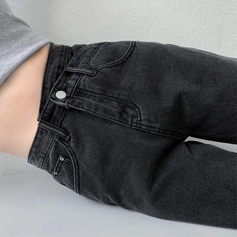 Kvinnors jeans zoenova jeans kvinnor breda ben byxor mamma femme svart blå jeans hög midja kvinna byxor kläder pantalones spodnie damskie 230303