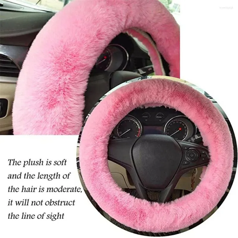 Steering Wheel Covers Car Decor Cover Auto 3 Pcs Comfort Fashion Faux Wool Fluffy Four Seasons Thick Warm Accessory