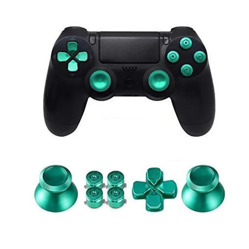 Substituição Thumbsticks Grip Thumb Grip e Chrome D-Pad Mod Kit Metal ABXY Console Controller Botões para PS4