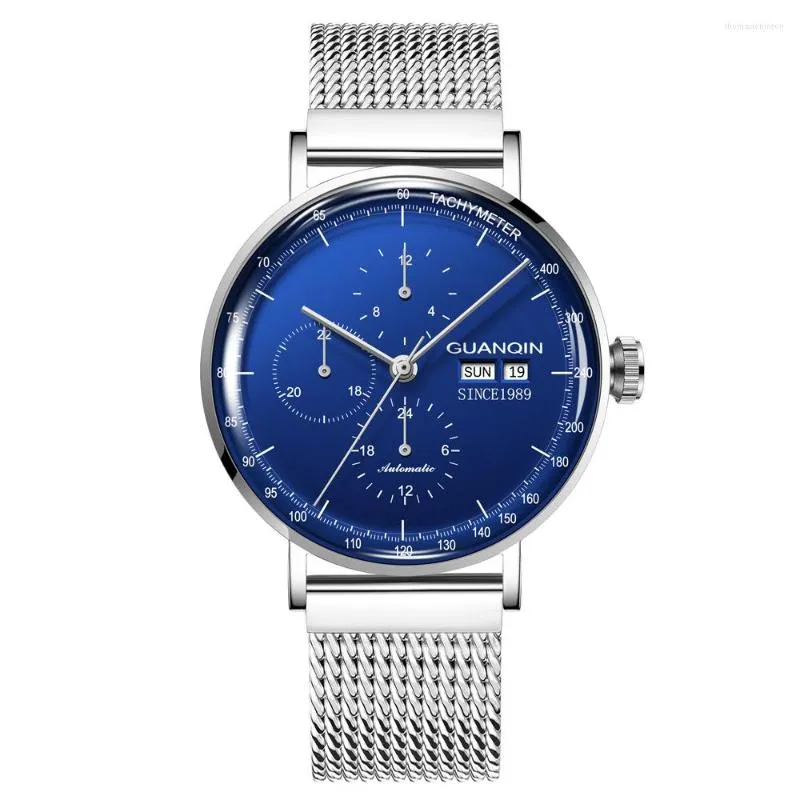 Relojes de pulsera GUANQIN 2023, reloj mecánico automático de moda para hombre, suplemento deportivo, accesorios de pulsera de acero inoxidable, reloj