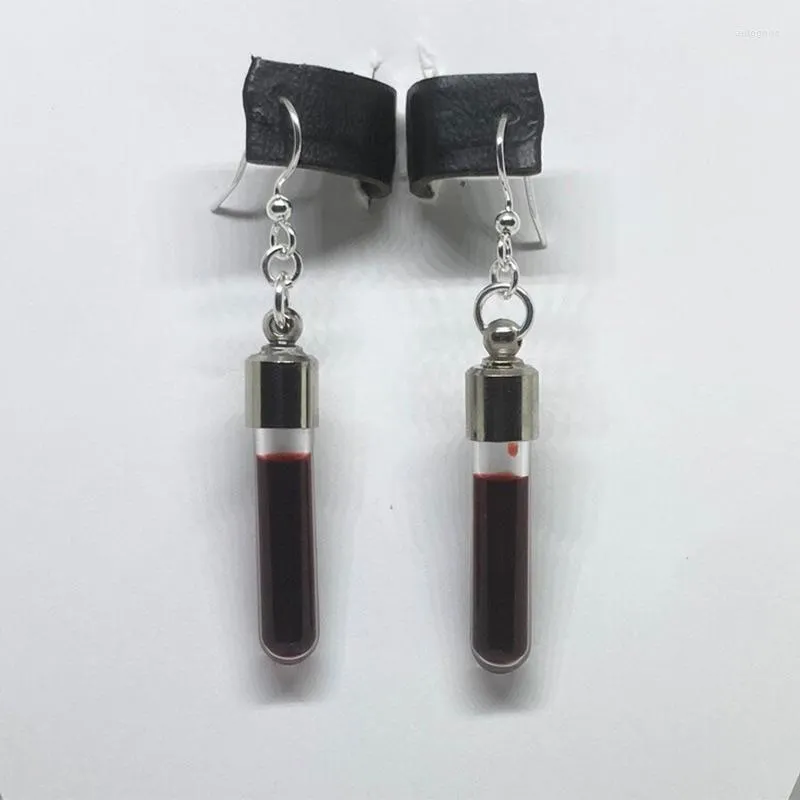 Kolczyki Dangle Vintage Vintage Vampire wypełniona żywicą krwi wisior butelek 2023 Glass Fake Gotra Jewelry