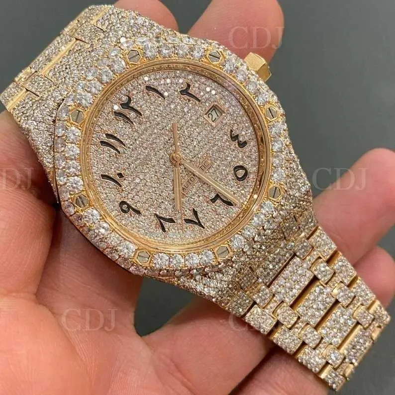 Högkvalitativ Moissanite Top Brand Luxury Custom Iced Out Certificate VVS Moissanite Watch Hip Hop Jewelry Bust Down Handmade Watch Pass Diamond Tter
