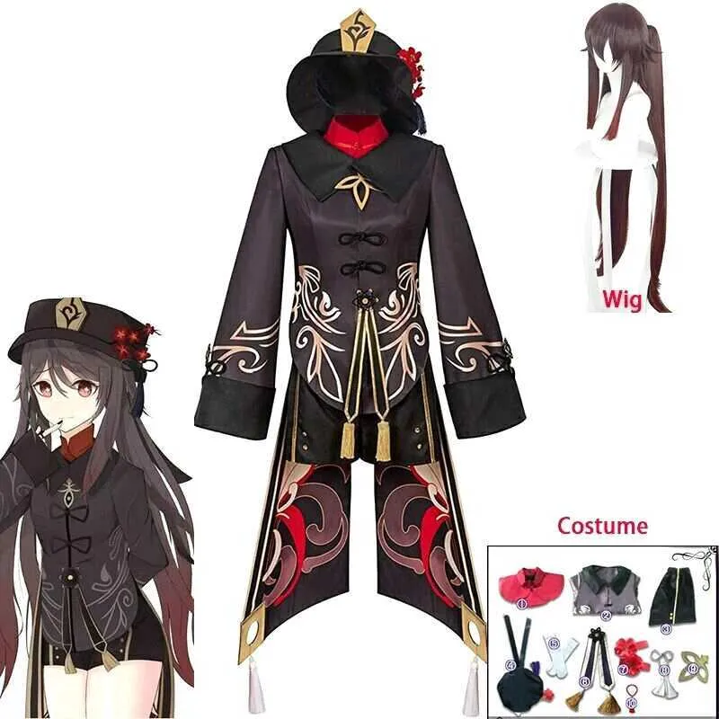 Anime Costumes Game Genshin Impact Hutao Cosplay Come Uniform Wig Chinese Style Halloween Carnival Party Comes for Women Game Hu Tao Z0301