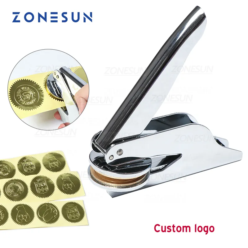 Zonesun Craft Tools Design Anpassa logotypen Emunching SEAL Rostfritt stål Stämpel för Office Bussiness Dokument och pappersinspelningskort