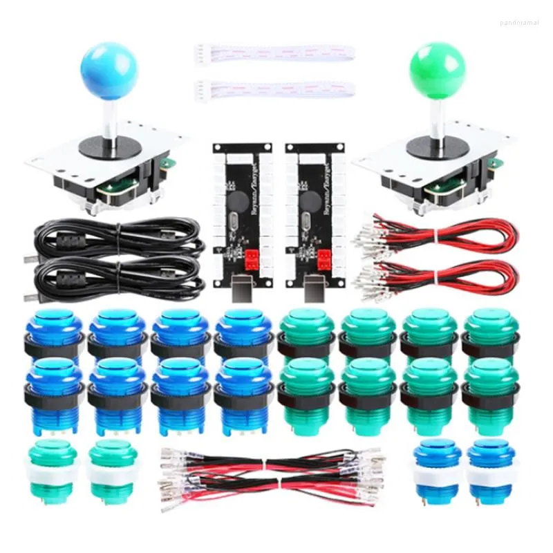 Game Controllers 2 Player Ellipse Arcade Kit Oval PC Joystick Handles LED Chrome Buttons For Standard Controller DIY Games MAME