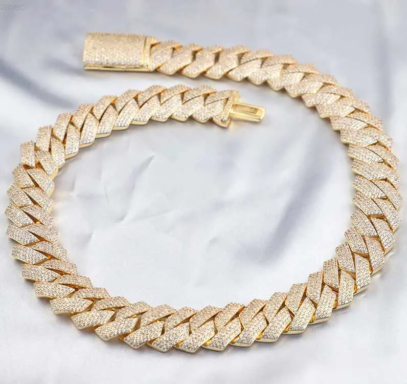 Anpassade koppar 4 rader 18mm breda Cz Diamond Mans halsband kubansk länkkedja för hiphopsmycken