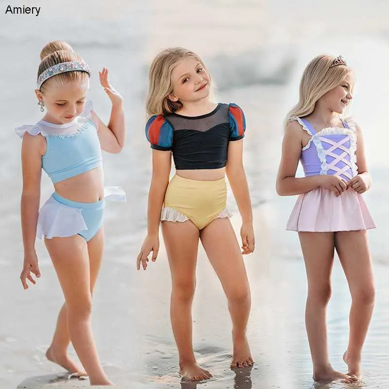 2023 Kinderen Swimwear Girls Nieuwe kleine middelgrote kinderen Bikini Set Split Swimsuit Prinses Rok Cute Swim Baby Girls Designer Kleding