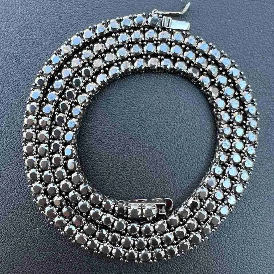 Verse item mode sieraden vrouwen 925 sterling zilveren zwarte vvs moissanite diamant geclusterde tennisketting ketting