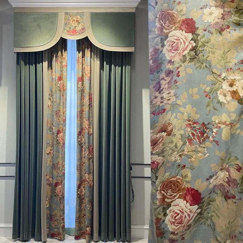 Cortinas de cortina para sala de estar quarto de jantar estilo pastoral