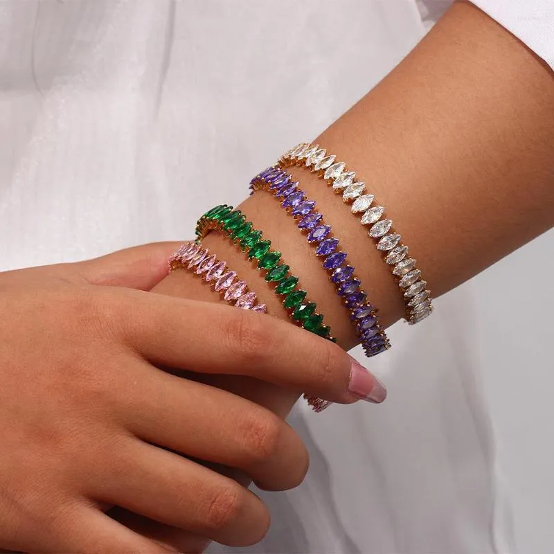 Bangle Luxury aço inoxidável marquês zircão de zircão de coloração de colorido pulseira de colorido para mulheres jóias de pulseiras abertas