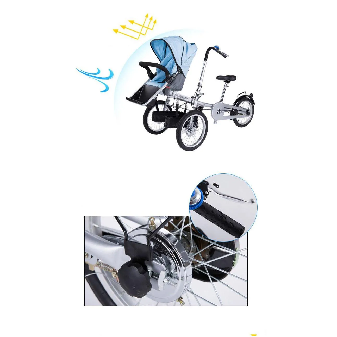 Barnvagnar# Parentchild Tricycle Baby Carriage Carrier Barnvagnar Mångsidig vikbar mamma och barn Barn Bicycle Drop Delivery Kid Dhhae Q240429