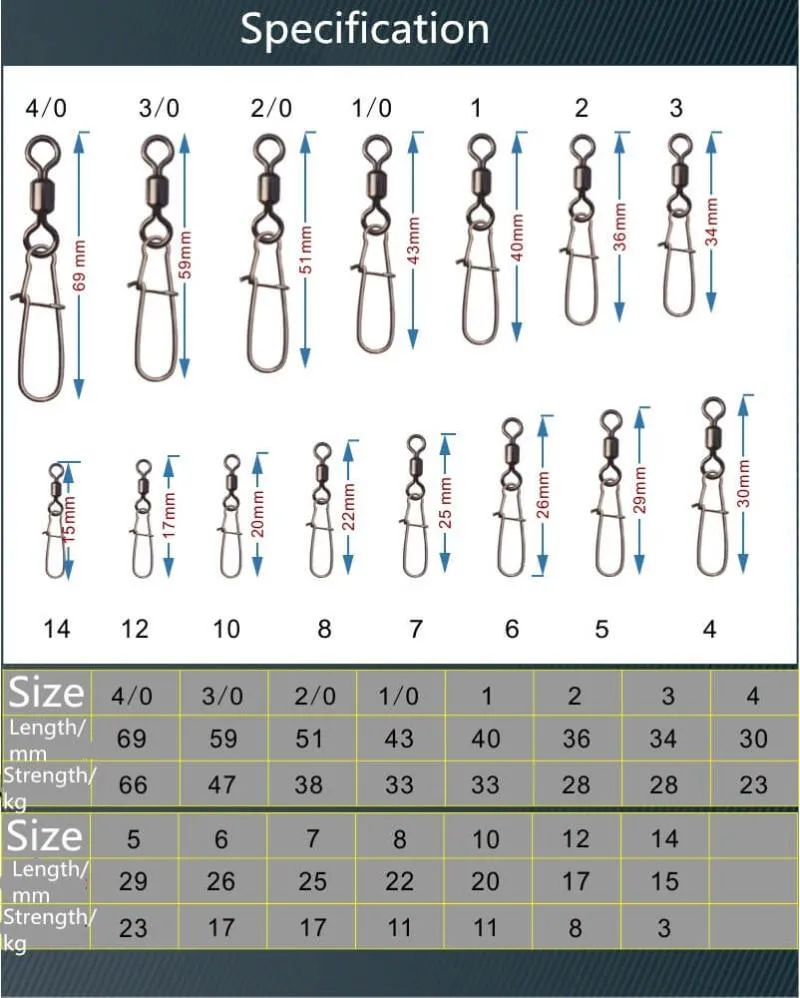 Fishing Rolling Swivel Line Hook Mezzanine Connector With Snap