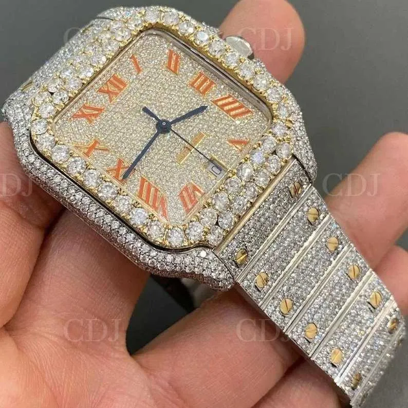 W753 Two Tone LuxuryカスタマイズアイスアウトVVS Moissanite Diamond Hip Hip Hip Hip Hip Watch Stainls Steellist Watch Bust Down Watchapomh10rqjm03ao3