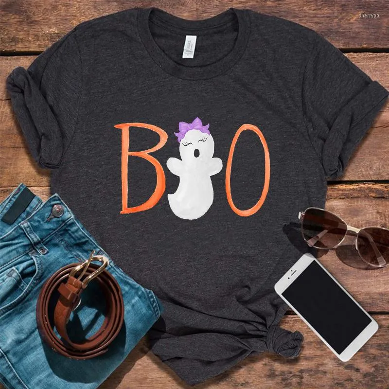 Women's T Shirts Halloween Boo Shirt Ghost Pumpkin Vintage Clothes Casual Women Clothing S