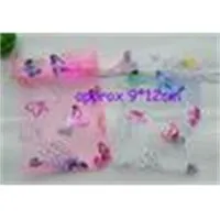 Free Ship 200 Pieces 9*12cm Butterfly Organza Voile Jewelry Bag Gift Bags Candy Beads Christmas Bags