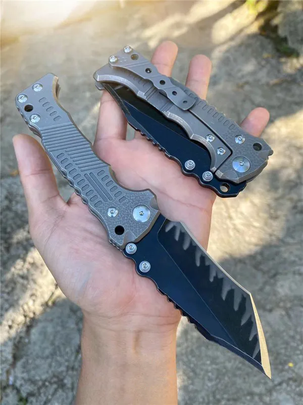 Top Quality MBB T-1 Strong Tactical Folding Knife Z-wear Black Titanium Coating Stone Wash Blade CNC TC4 Titanium Alloy Handle Pocket Folder Knives with Retail Box