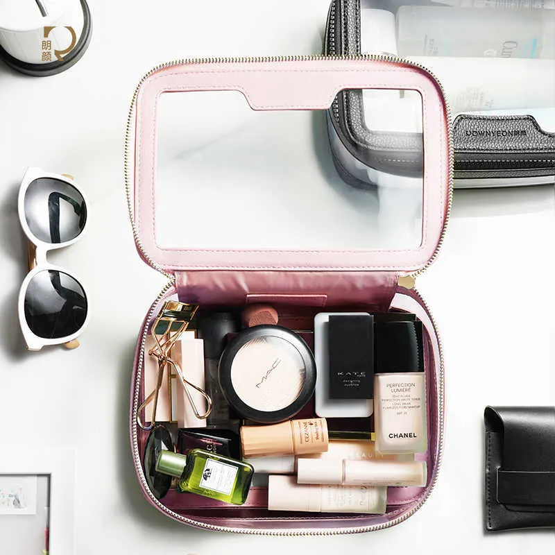 Rownyeon Clear Plastic PVC Cosmetic Bag with Zipper J230303