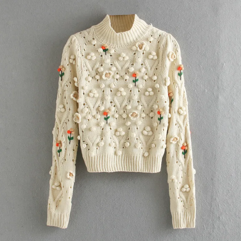 Blumen Damen Pullover Mit Stickerei Strickpullover Damen Mit