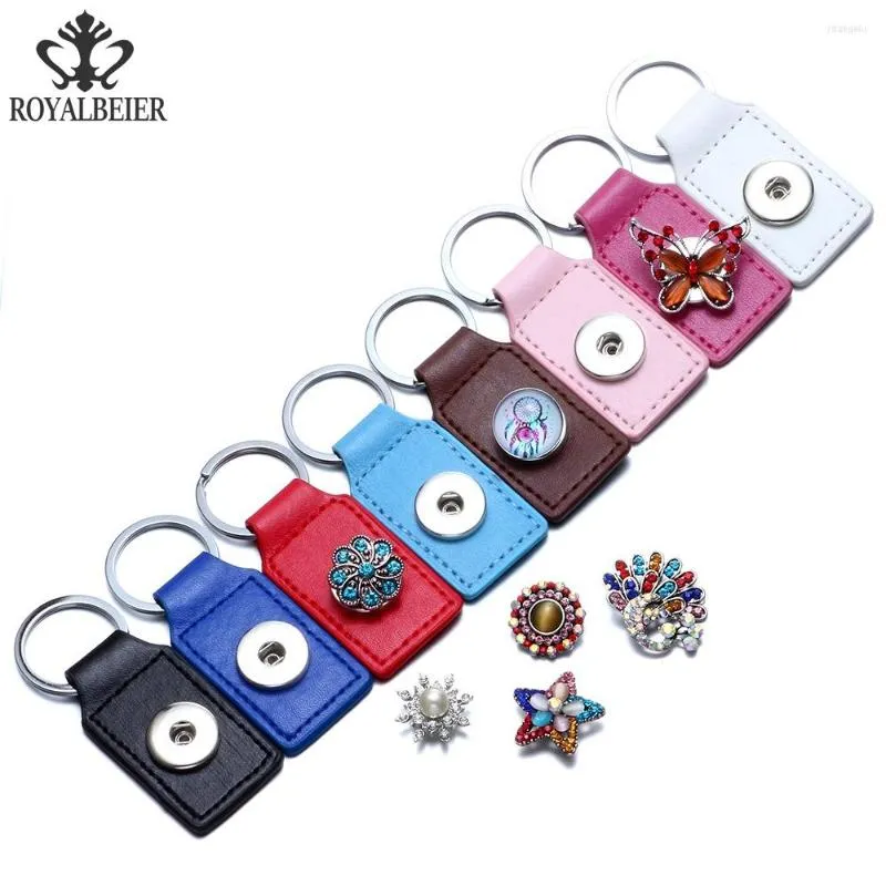 Keychains RoyalBeier 10pcs DIY Multi Cores Fit 18mm Snaps Key Ring Hang Saco/Suporte de carro Pingente Metal Keychain Unisex