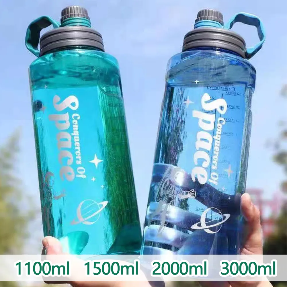 Water Bottles 1000ML-3000ML Super-large Outdoor Capacity Water Bottle With Straw Sports Space Cup Portable Water Cup Air Shaker Bottle 230303