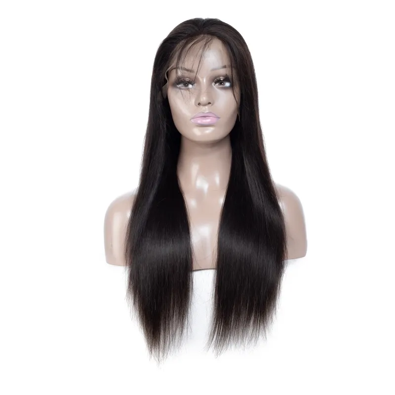 Perruques Lace Front Wig malaisiennes naturelles, produits capillaires lisses et soyeux, couleur naturelle, 10 à 32 pouces, partie libre centrale