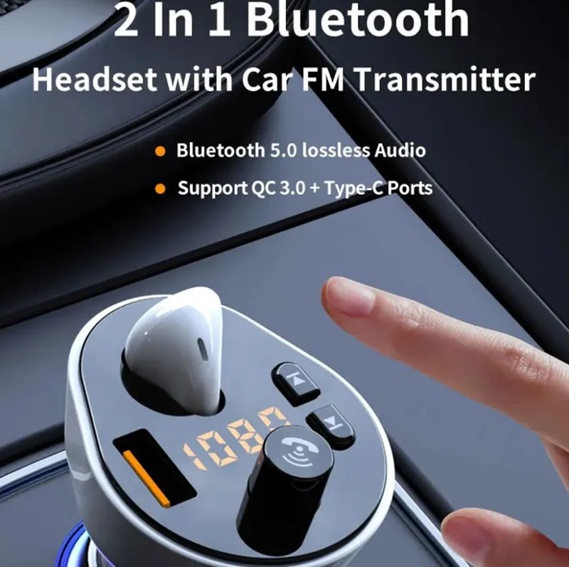 QC3.0 Craig MP3 플레이어 G57 PD 헤드셋 자동차 충전기 보조 오디오 개인 정보 보호 Bluetooth 5.0 무선 FM 송신기 자동차 MP3 플레이어 이어폰