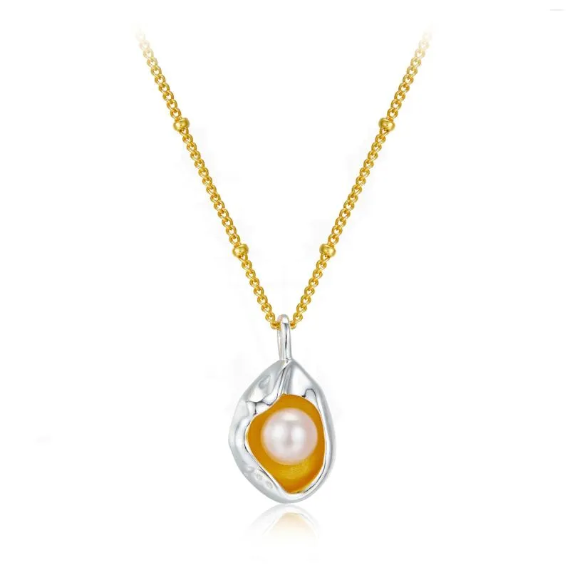 Kedjor S925 Silver Wrapped Pearl Pendant 45cm Halsband för Wimen Color Separation Design Simple Fashion Elegant