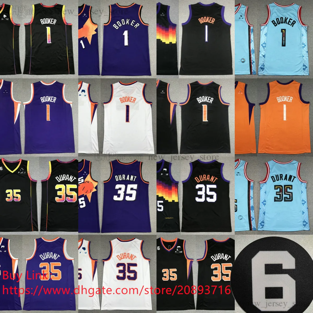 2022-23 New Season Basketball Jersey XS-6XL Man Women Kids 6 patch 35 Kevin 1 Devin Durant Booker Jerseys Black Valley City White Purple Retro Youth boys Custom