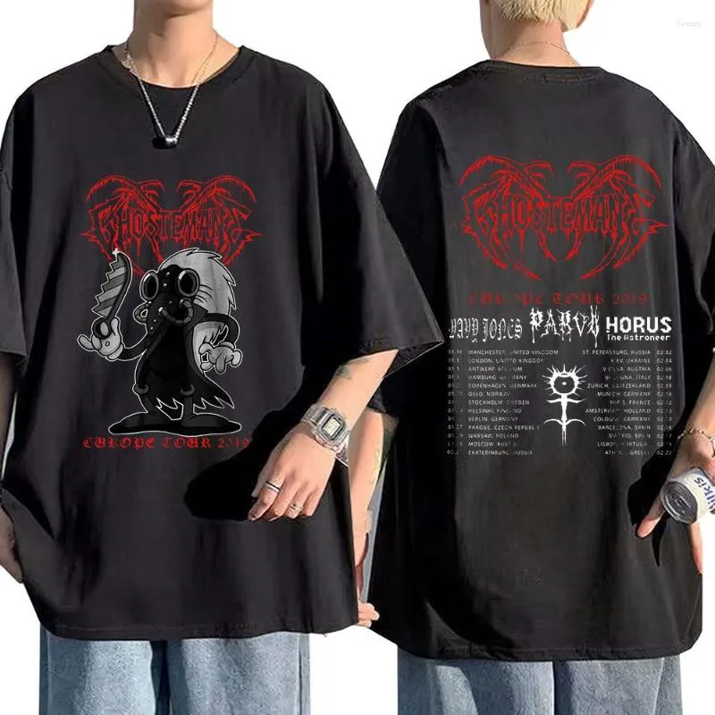 Camisetas masculinas Ghostemane Europe Tour 2023 T-shirt de impressão gráfica de dupla face Men Harajuku Shirt Streetwear