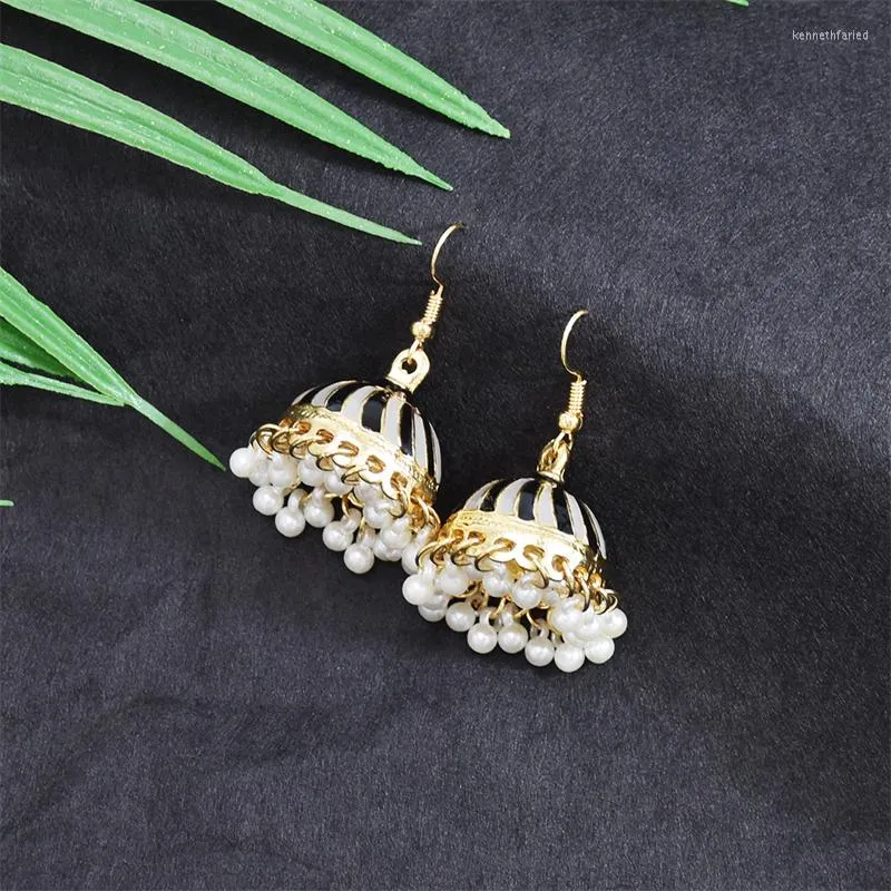 Boucles d'oreilles pendantes Vintag perle cloches gland déclaration cage à oiseaux goutte pour les femmes fête gitane Boho Jhumka bijoux