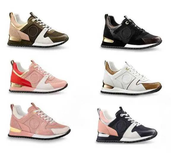 Men Run Away Sneakers Top Quality Designers Womens Shoes Calf Leather Mesh Mixed Color Trainer Runner Shoes Unisex Tennis Shoes Casual Sneakers With Box NO12