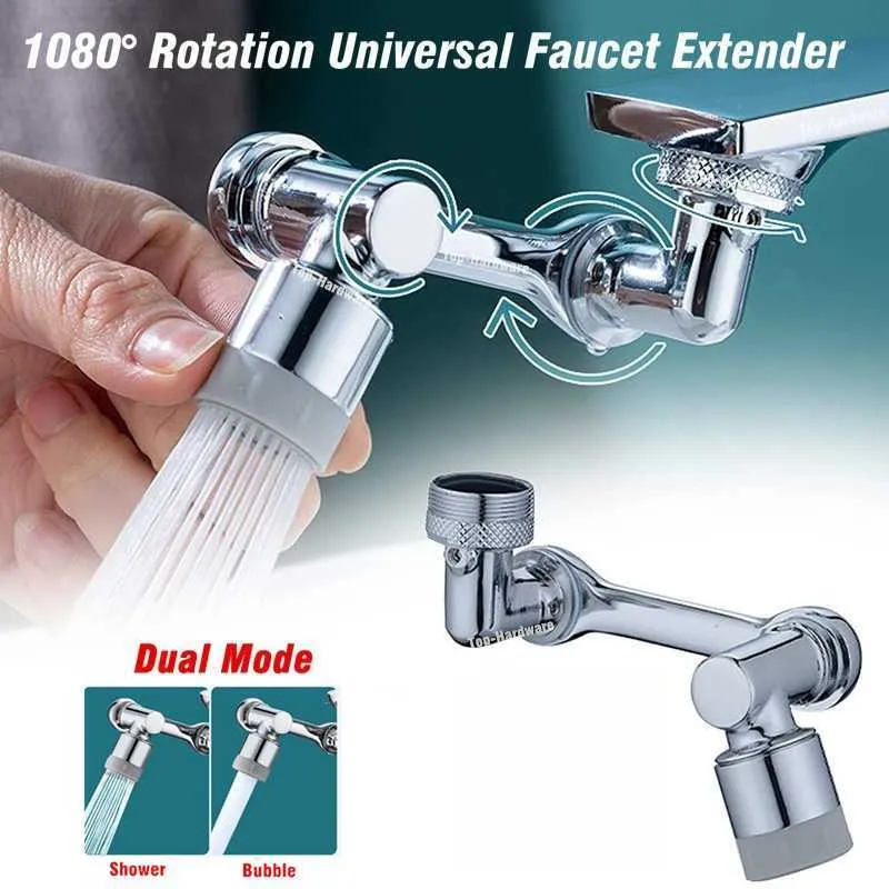 Rubinetti della cucina Nuovo universale 1080 Rotazione Extender Rubinetto Aeratore Filtro antispruzzo in plastica Rubinetti per lavabo da cucina Ugello gorgogliatore Braccio robotico J230303