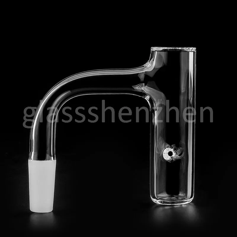 Full svets avfasad kantrökning kvartsfingerbanger med snurrande hål 2mm vägg 10mm 14mm 18mm sömlös svetsad auto spinnspik för glasvatten bongs dab riggar rör