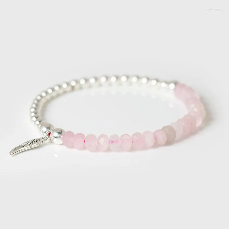 Strand Sliver Color Charms Armband Chain Fashion Natural Stone Rose Quartz Crystal Thin Bangles Handgjorda smycken