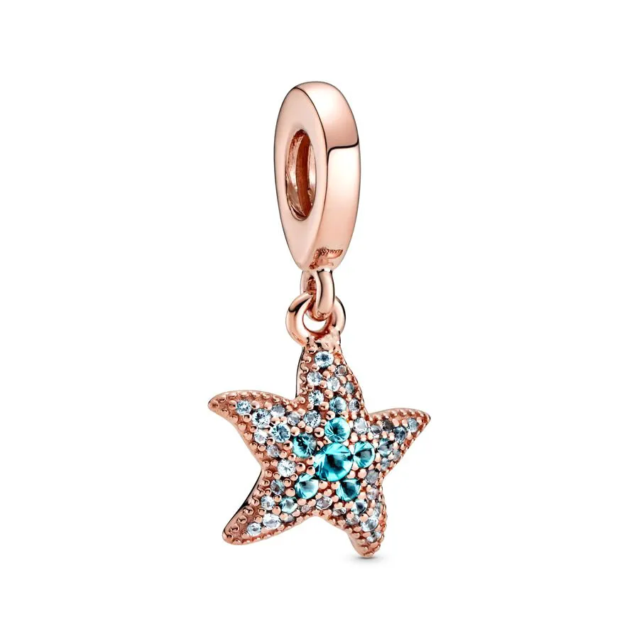 Pandora S925 Sterling Silver, Bubble Starfish Montgolfière Suspendu Coeur Charm Perles Convient pour Bracelet DIY Bijoux De Mode