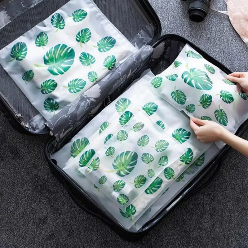 Sacs de rangement 5 pièces Flamingo sac de voyage Transparent cosmétique en plastique bagages armoire valise pochette organisateur vêtements chaussures