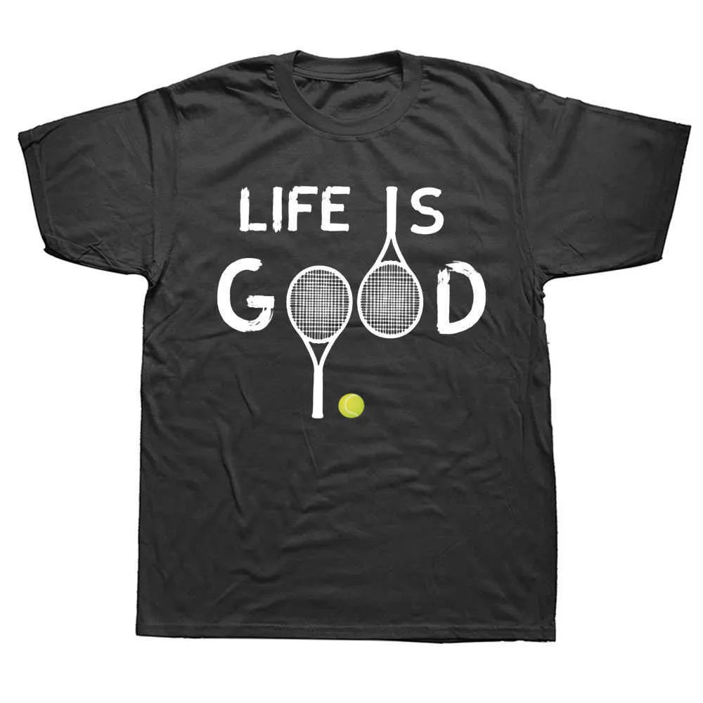 Herr t-shirts roliga liv är kärlek tennis racket boll sport t skjortor grafiska streetwear kort ärm födelsedagspresenter sommarstil t-shirt män g230303