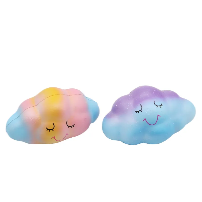Popular cartoon smiling face, starry sky, color, PU slow rebound simulation, decompression and small cloud vent toys.