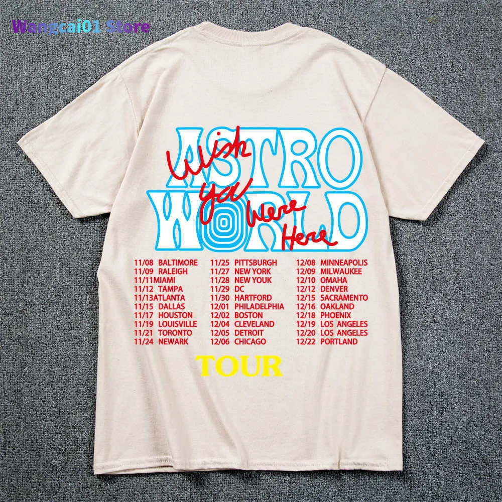 Men's T-Shirts New Fashion Hip Hop T Shirt Men Women Jack Cactus ASTROWORLD Harajuku T-Shirts YOU WERE HERE tter Print Tees Tops 0304H23