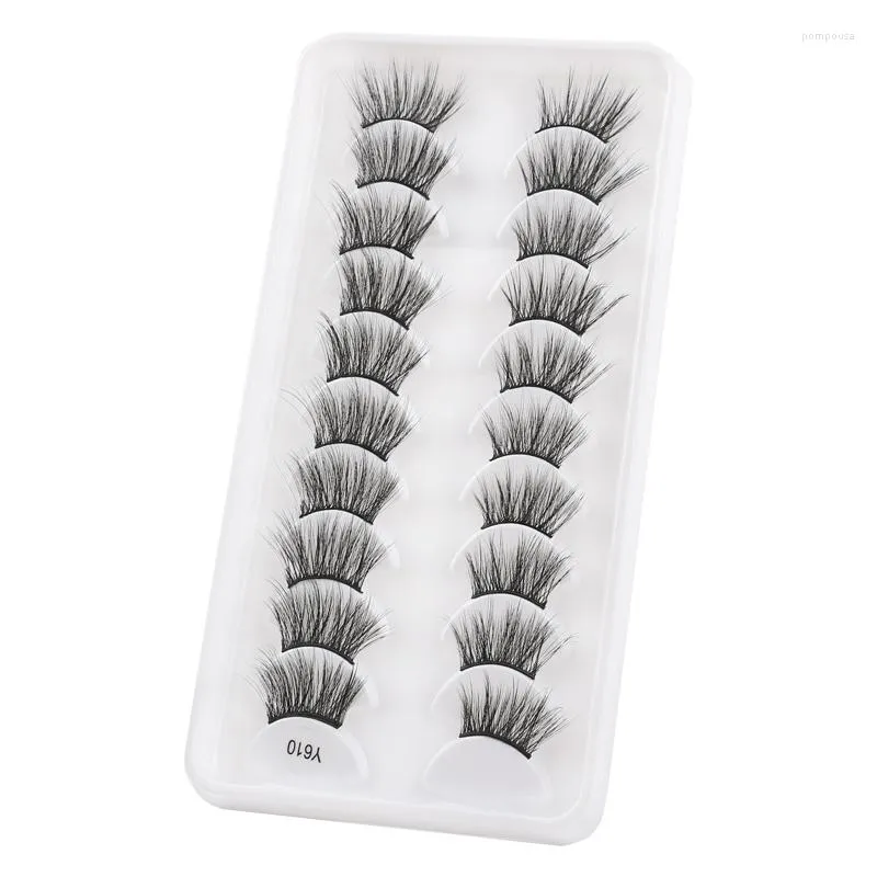 Falska ögonfransar 10 par mini Crisscross Half Eye Lashes Natural Handmade Faux 3D Mink Makeup Tools DIY