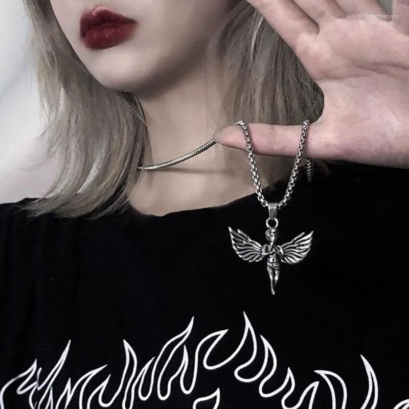Pendant Necklaces Vintage Punk Angel For Men And Women Hip Hop Goth Collars Street Jewelry Wholesale