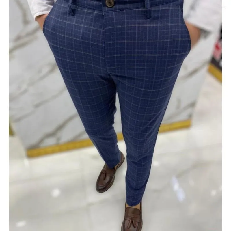 Plaid Striped Mens Slim Fit Pants For Office Formal And Business Casual Wear Fashionable Straight Long Streetwear Plaid Trousers Men From Cinda02 18.15 DHgate.Com