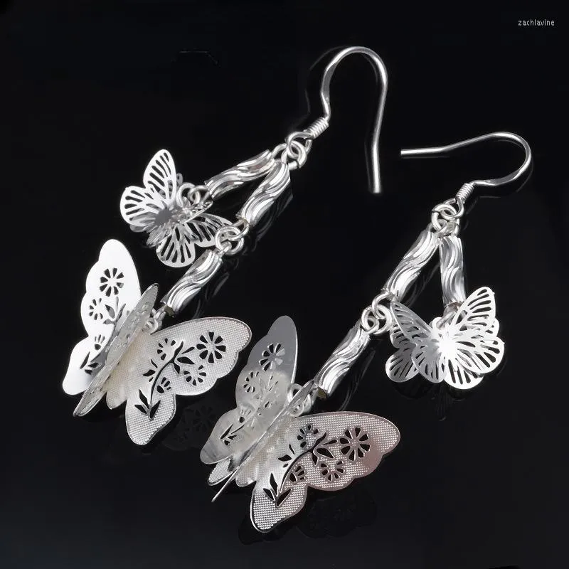Dangle Earrings Personality Fashion Woman Girl Party Wedding Sterling Silver Hollow Butterfly 925 Jewelry