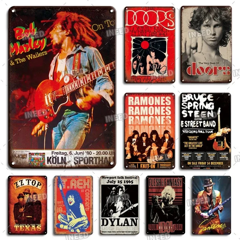 Metal Poster Music Rock Band Doors Tin Sign Plaque Metal Sign Iron Painting Tin Sign for Music Home Bar Pub Man Cave Wall Decor 30X20cm W03