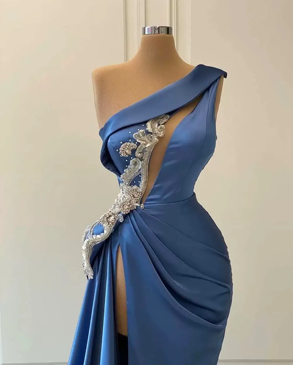 green emerald velvet dress Elegant Satin Sheath Prom Dresses with Slit Spaghetti Strap Sheer Boned  Bodice Formal Dresses – 25162