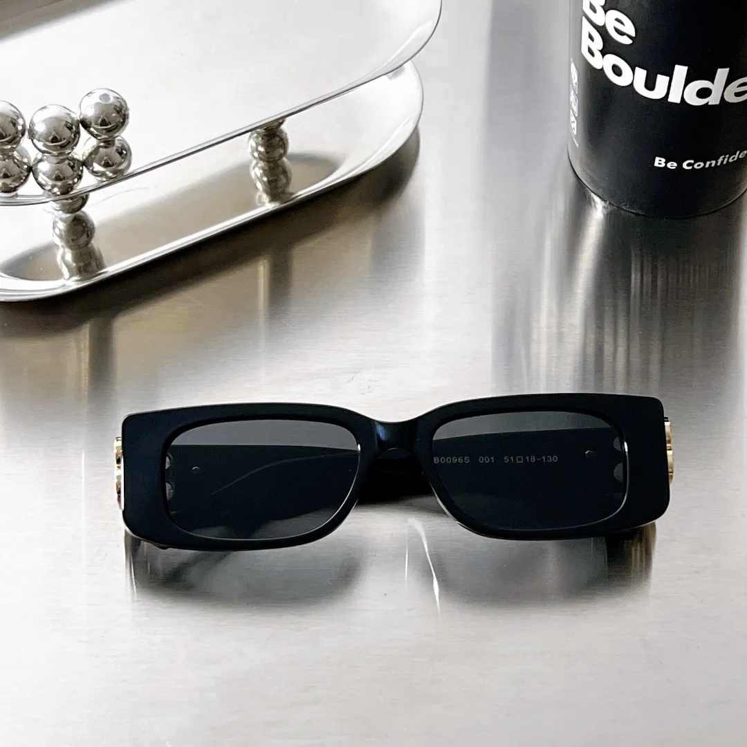 Women square sunglasses Fashion Womens Brand Designer 0096S Luxury Rectangle Full Frame Black Double B Style Men Glasses with Case