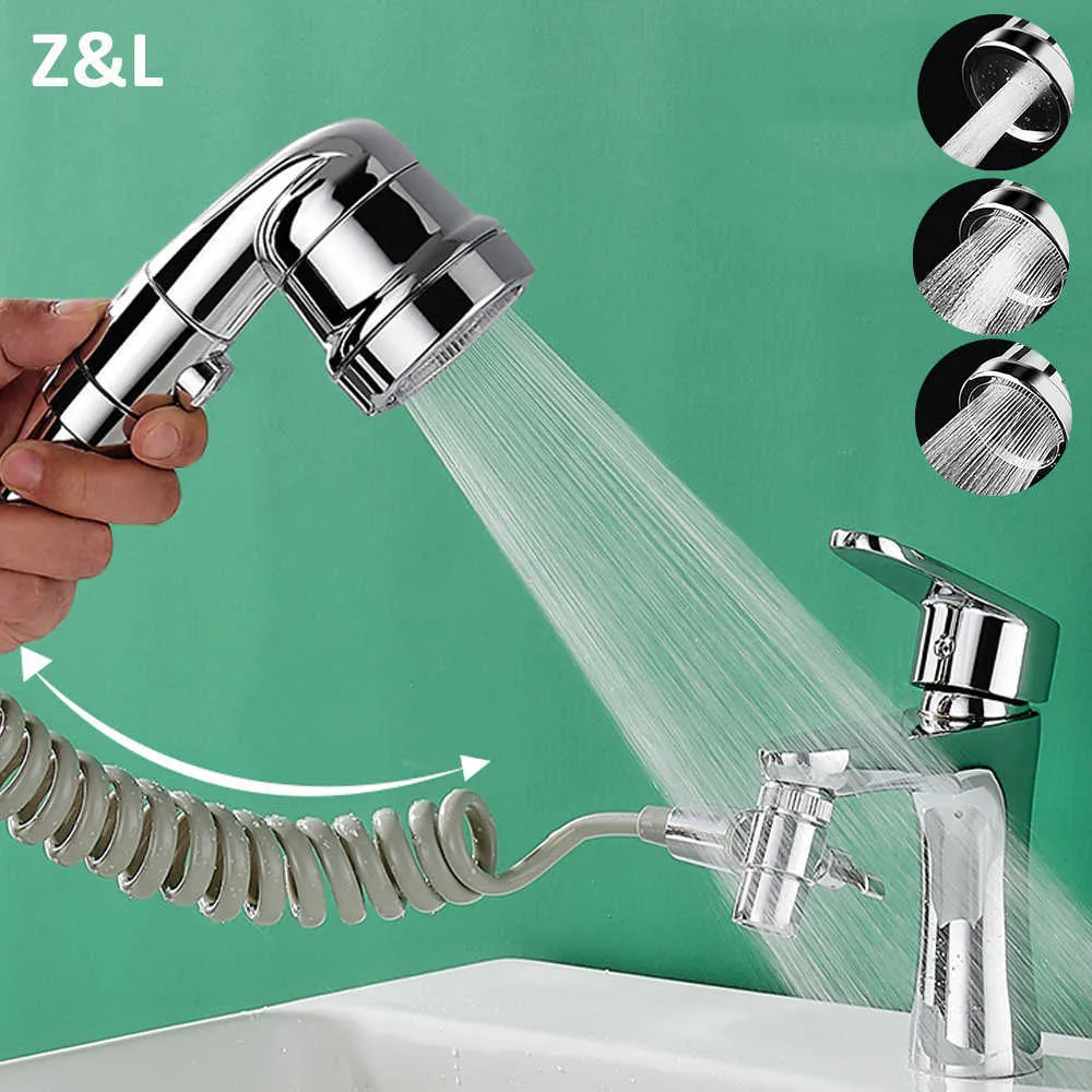 J230303 Badezimmer-Duschköpfe, Waschbecken-Wasserhahn-Verlängerung, Duschkopf, 3 Modi, verstellbares Haar, Haustier-Spüler, Aufsatz, Ventil-Adapter, Waschtischarmatur, Duschset für Salon J230303