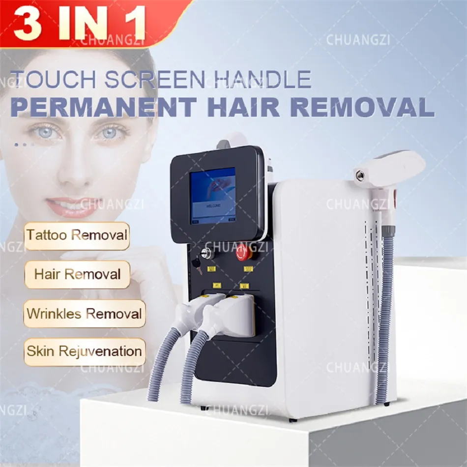 2023 Livraison gratuite 3IN1 IPT IPL Laser Épilation de cheveux indolore Machine de beauté Tatouage Tatouage Réparation de la peau Équipement de beauté